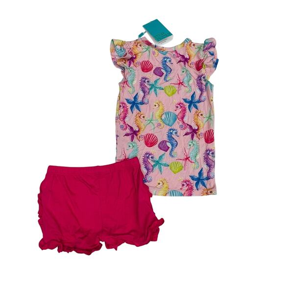NWT PP 5T Coral Ruffled Capsleeve Tshirt Set - Picture 2 of 3
